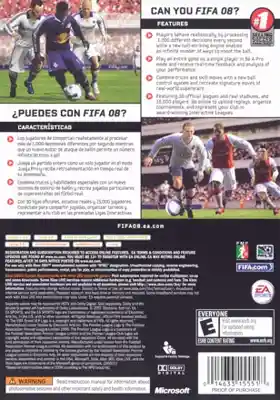 FIFA 08 (USA) box cover back